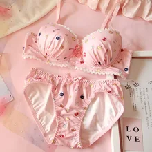 Звездное небо милый японский молочный Шелковый бюстгальтер и трусики комплект нижнего белья нижнее белье Kawaii Лолита Цвет розовое белье