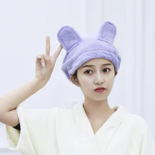 Напрямую от производителя, распродажа, трикотажная шапочка из полиэстера и нейлона кораллового бархата с мультяшным животным, шапочка для душа для взрослых, впитывающая быстро Dryi