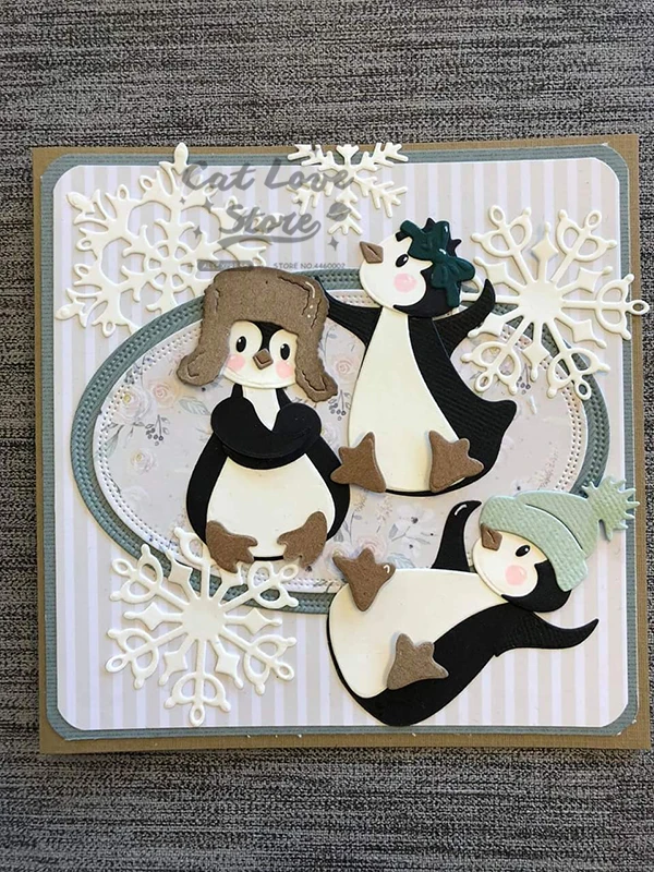 펭귄 동물 금속 절단 다이, 스크랩북 스텐실 다이 컷 카드 만들기 DIY 장식 공예 엠보싱 2019 년 새로운 다이