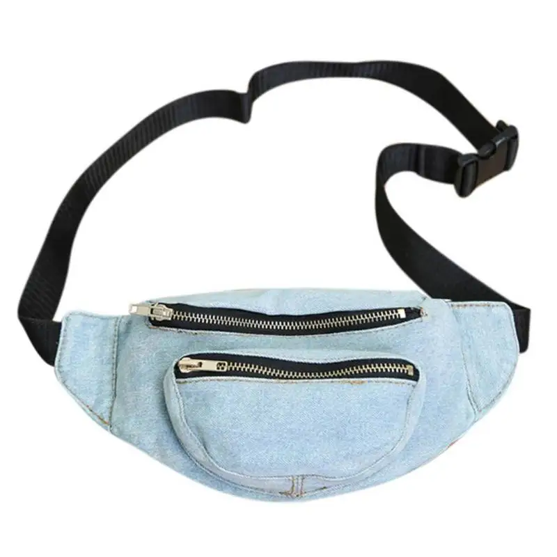 Blue Джинсовые шорты молния Для женщин сумки на пояс груди мешок Crossbody сумка Сумки Повседневное через плечо, сумка-почтальонка Милая кошелек - Цвет: Blue