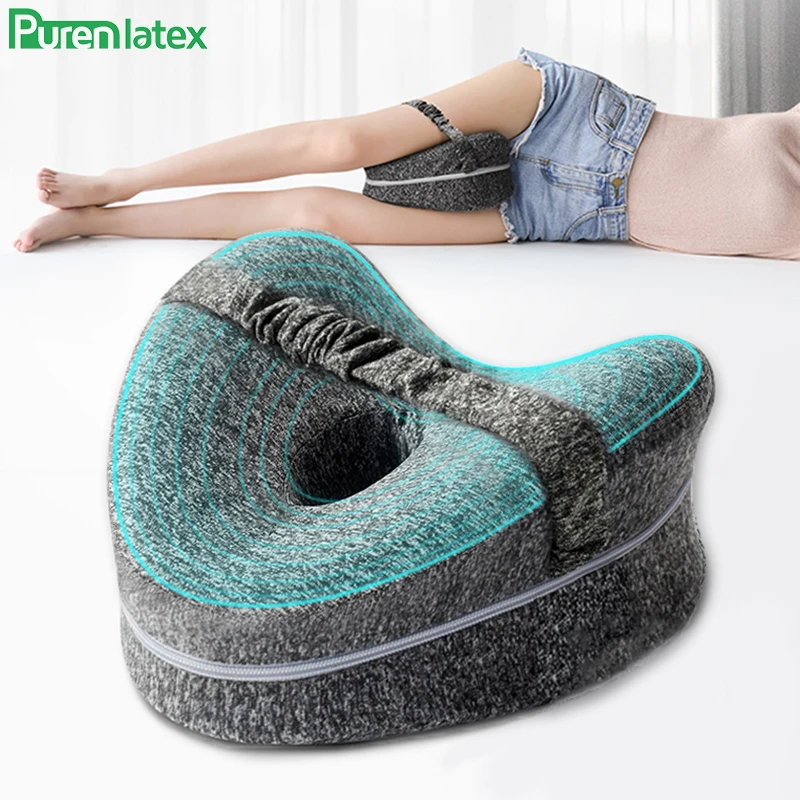 PurenLatex Memory Foam клинообразный контур Ортопедическая подушка для коленного сустава для лечения нервов Sciatica для поддержки ног суставное