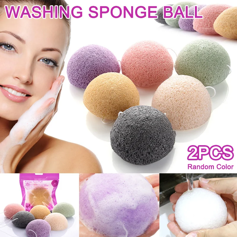 Профессиональный 2 шт. аморфофаллус коньяк пуф для макияжа спонж для лица Очищение стиральная косметика для лица Косметика пуховки LVS88