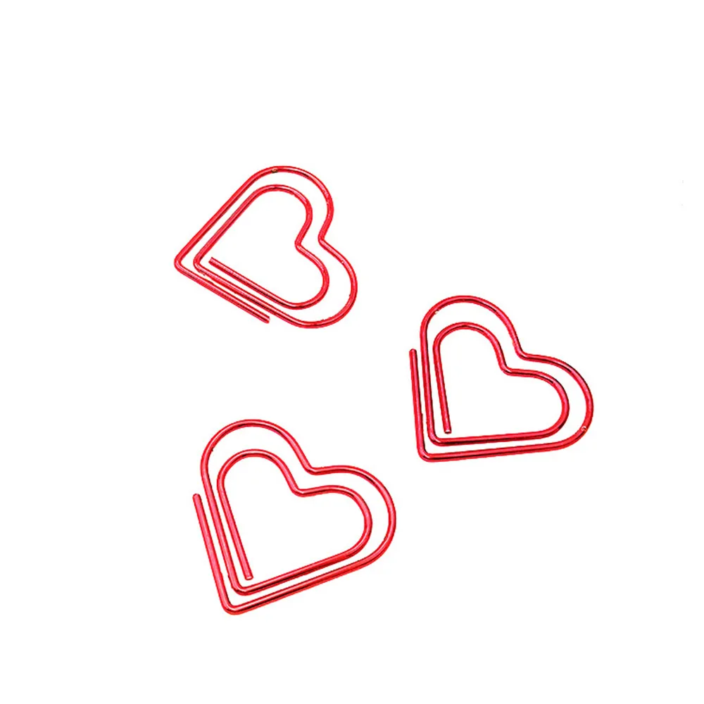 24 шт./кор. красное сердце Форма Kawaii Бумага закрепляет канцелярские принадлежности открытые зажимы фото билеты документ Примечания письмо зажим