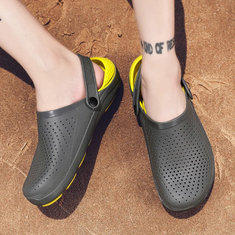 Croc/садовая обувь для мужчин Дышащие быстросохнущие летние сандалии Модные