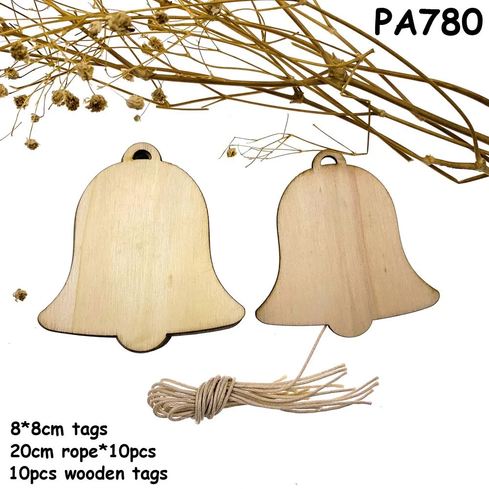 PA780 20 шт. снеговик дерево олень форма украшения DIY натуральный деревянный чипборд Рождественская елка подвесная подвеска с героем аниме для детей Подарки - Цвет: PA780