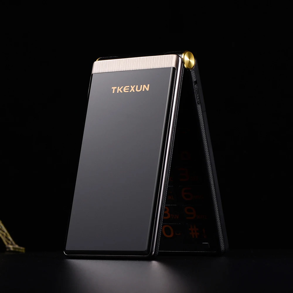 Tkexun, двойной экран, 2,8 дюйма, сенсорный дисплей, флип-телефон, длительное время ожидания, SOS, скорость вызова, большой ключ, BT 2,0, черный фонарь, две sim-карты, бесплатный Чехол