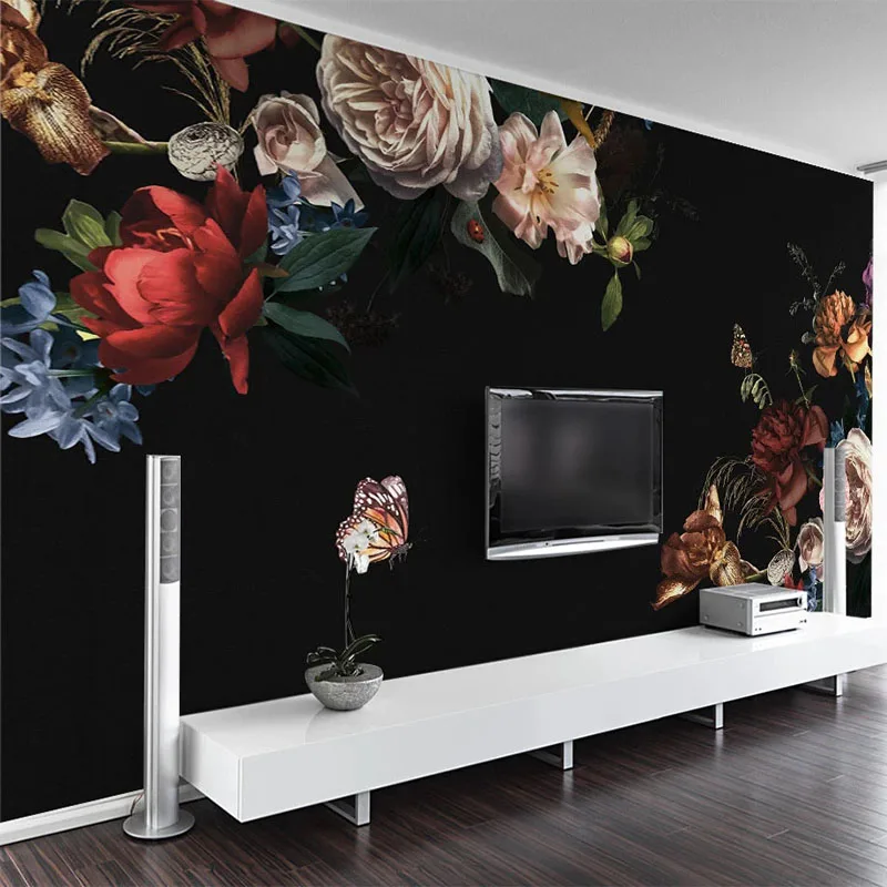 Self-Adhesive Wallpaper 3D Rose Flowers Photo Wall Murals Living Room TV Bedroom Home Decor Wall Painting Papel De Parede Sala