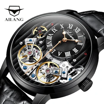 

AILANG luxury brand men's automatic watch gold mechanical watches double swiss tourbillon roman watch reloj hombre montre homme