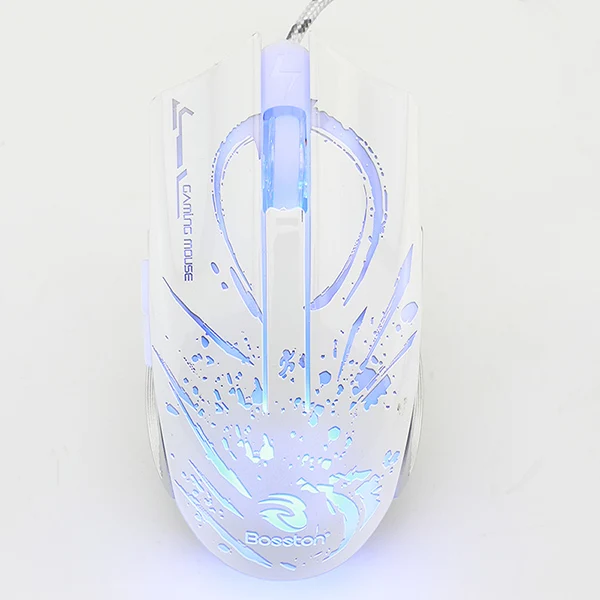 Bosston игровая мышь 6 клавиш 2400 dpi оптическая мышь Компьютерные Мыши с USB дыхательный светильник для ПК ноутбук Настольный GM100 - Цвет: White
