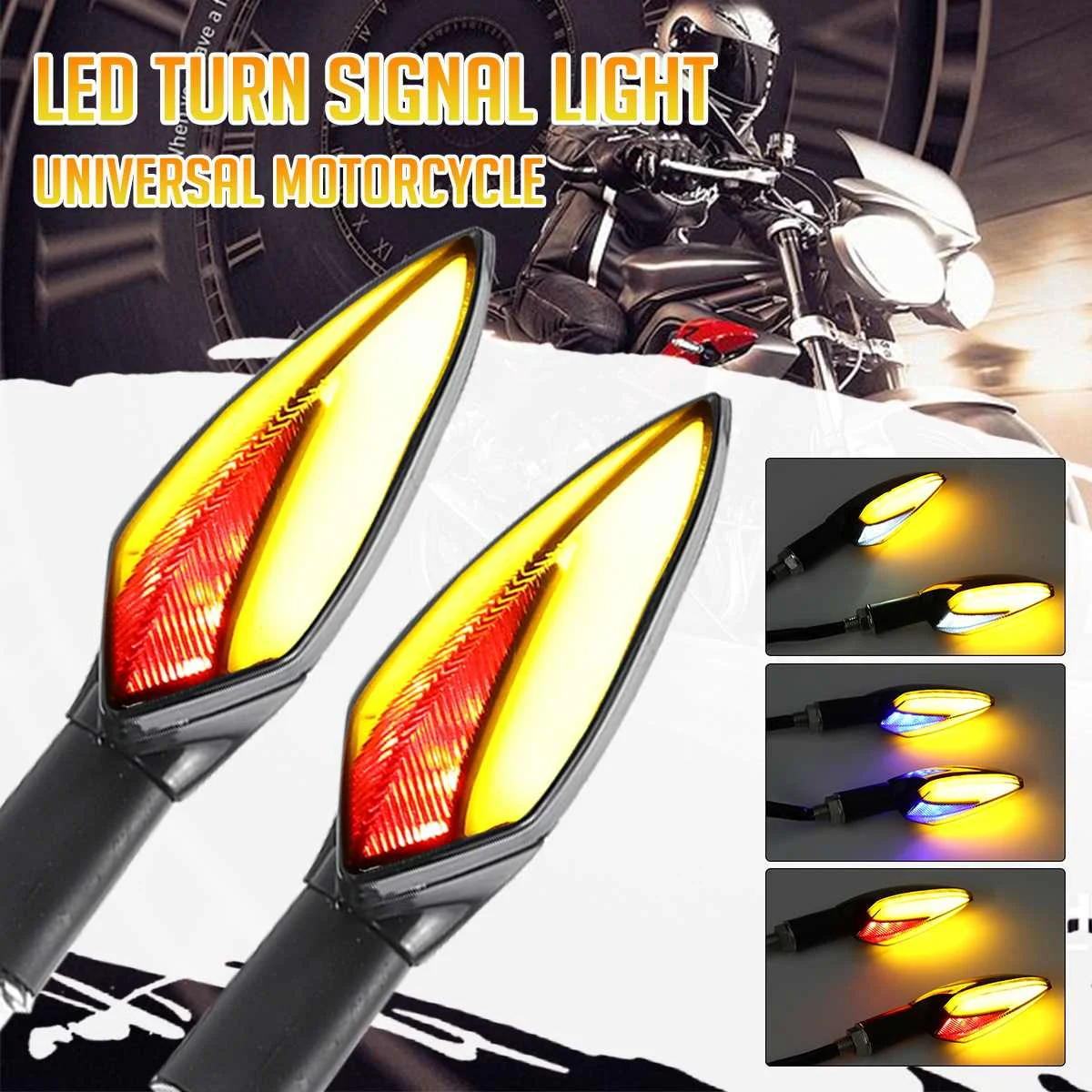 

12V Universal Motorcycles LED Turn Signal Indicator Light Running Daytime Light Coloful Motorcycle Signal Lamp