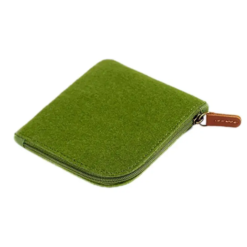 Green Мини-кошелек, модный Одноцветный кошелек на молнии, клатч из синтетического волокна, кошелек для женщин - Цвет: Green