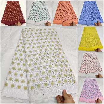 

NaXiu Nigerian Swiss Cotton Voile Lace In Switzerland African Lace Fabric High Quality With Stones For Sew Party