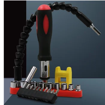 

Adjustable Multifunctional Soft Shaft Magnetic Holder Screwdriver Bits Tamper Ratchet Wrench Hand Tools Combination Set