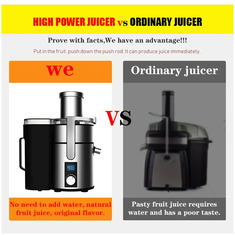 Stainless Steel Juicer Machine 1200W Whole Fruit Vegetable Centrifugal