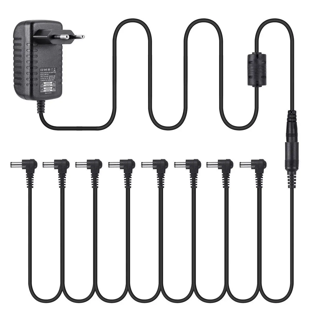 

Power Supply for Effect Pedal with 8-Way Cable 9V 2A AC / DC Power Adapter for Pedals with Electric Guitar Effect