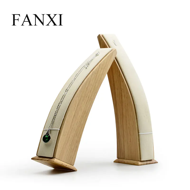 FANXI 2 шт твердый деревянный Ювелирный стенд с микрофиброй для часов ожерелье кулон держатель ювелирное ожерелье выставка