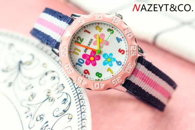 mix pink pink Новое поступление, детские 3D часы для мальчиков и девочек с милым цветком и циферблатом, светящиеся стрелки, кварцевые часы для маленьких студентов, нейлоновые спортивные часы - Цвет: mix pink pink