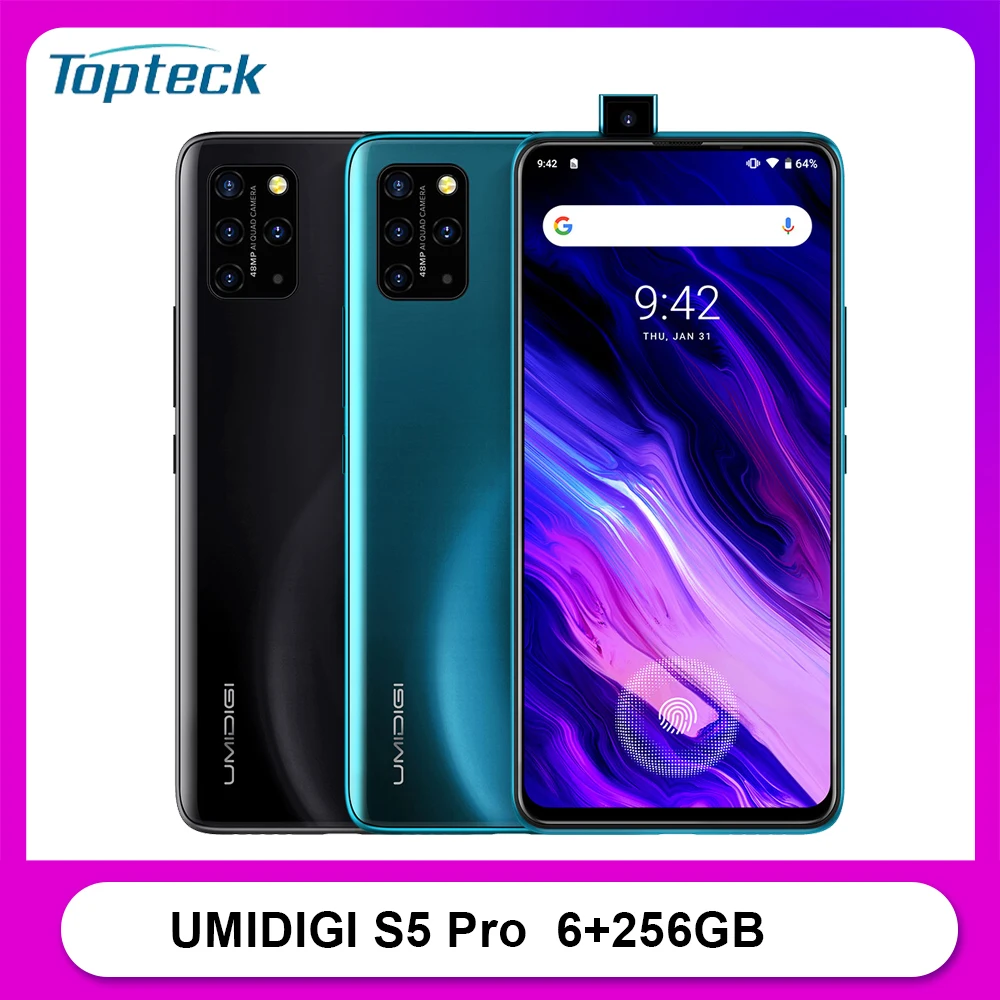 UMIDIGI S5 Pro 4G Smartphone 6.39inch FHD+ 6GB 256GB Android 10 4680mAh
48MP Quad Cam In-screen Fingerprint Unlock Mobile Phone