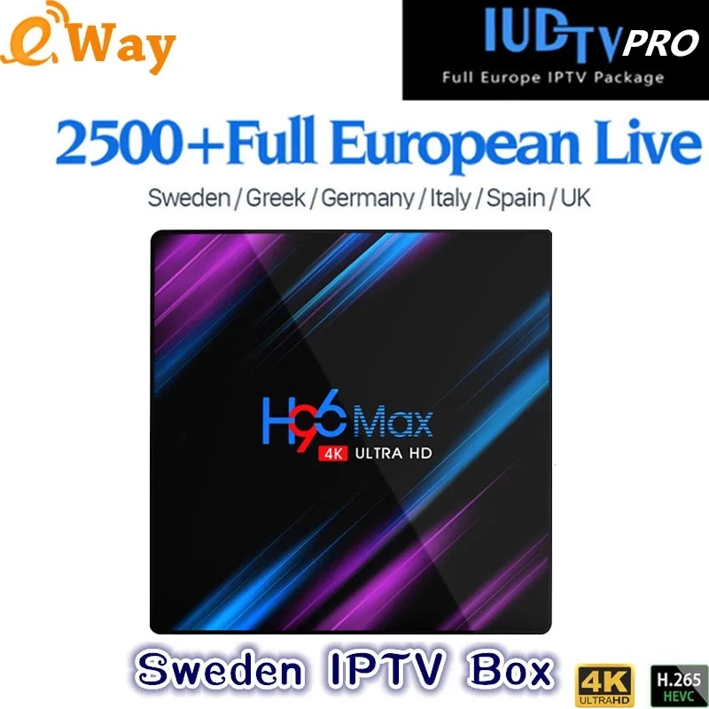 Rockchip RK3318 Android 9,0 телевизионная коробка H96 MAX 2500+ Live Sweden Dutch Великобритания, Италия Турция Франция арабские африканские IP ТВ приставка