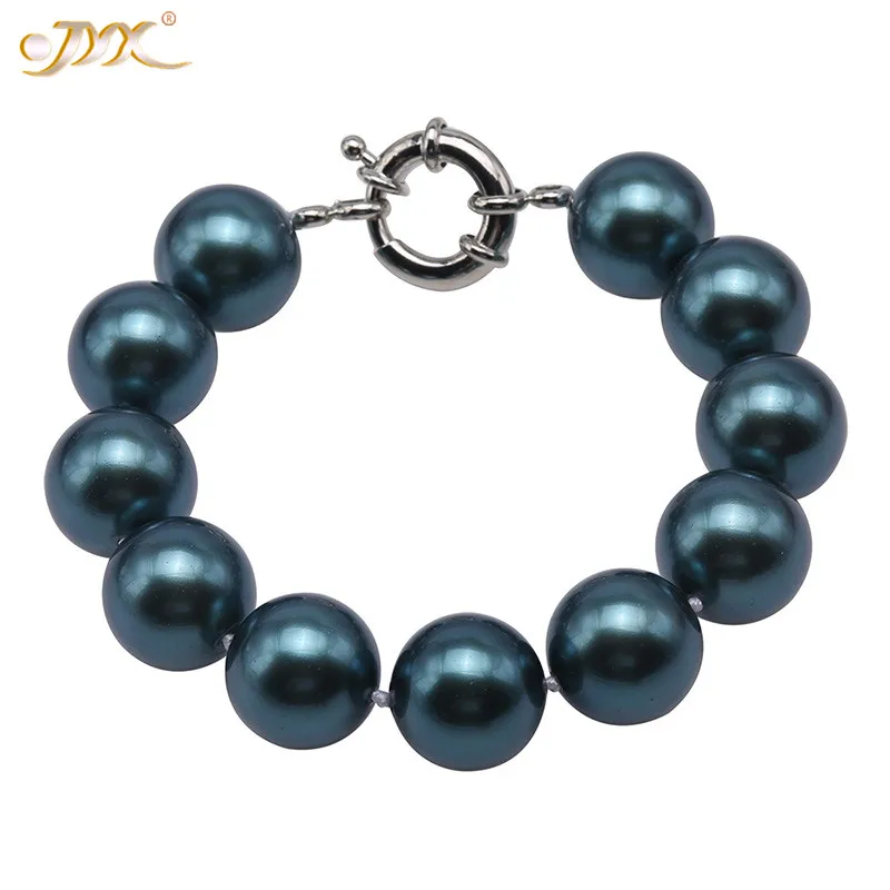 

JYX Vintage Shell Pearl Bracelet Multi Color Seashell Bracelet 16mm Christmas Gift women 8"