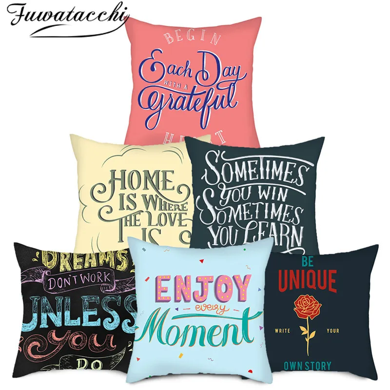 Fuwatacchi Пробуждение слова буквы наволочка для подушки красочная новая весенняя