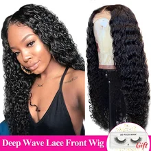 13x4 бразильские волосы глубокая волна Синтетические волосы на кружеве парик 8-24 дюймов бесклеевого Синтетические волосы на кружеве парики из натуральных волос на кружевной alimice Волосы remy парик для черных Для женщин