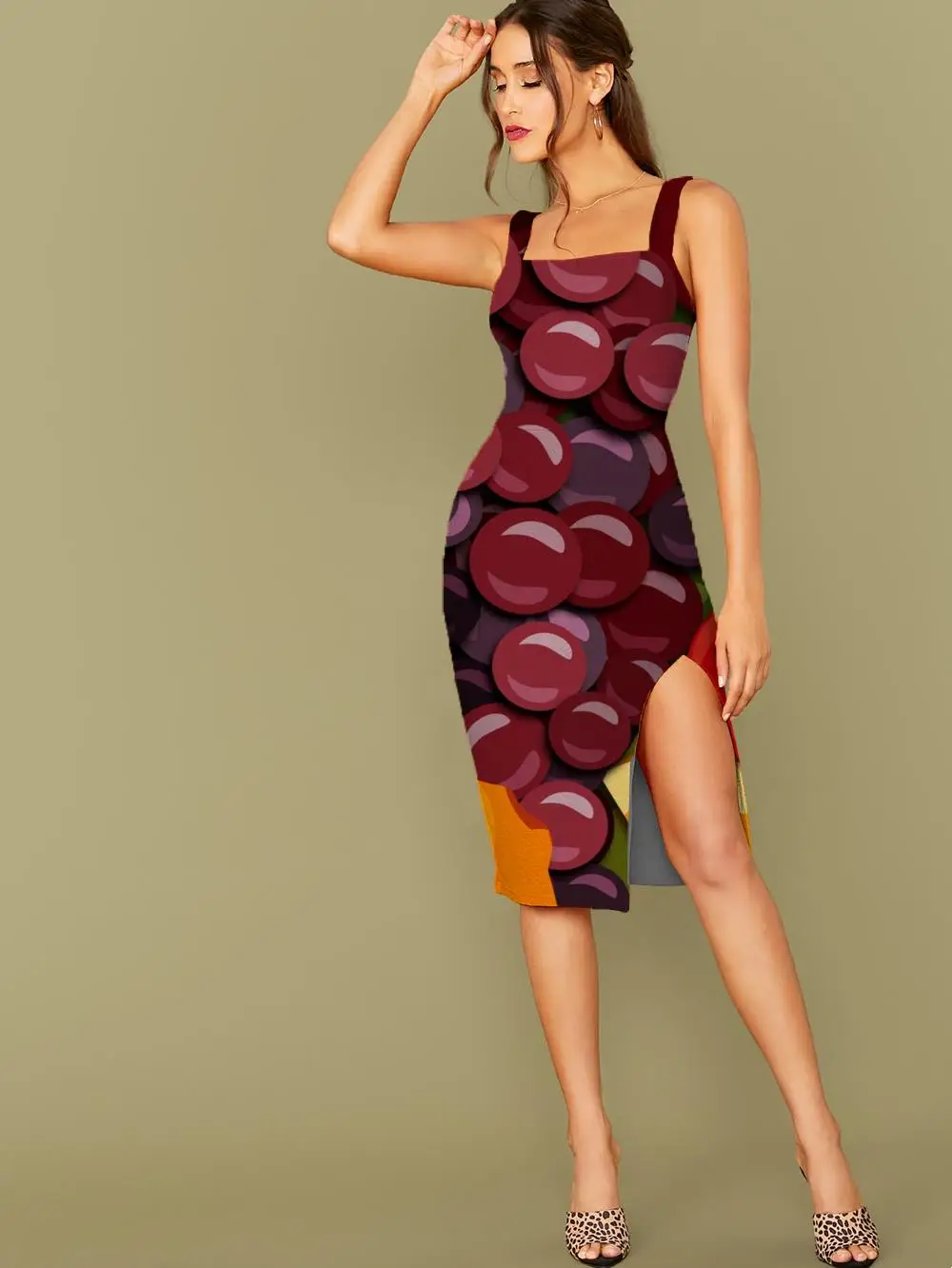 

3D Dress Fruit Dresses Women Colorful 3d Print Rainbow Bodycon Dress Graffiti Halter Sleeveless Women Club Beach Beach Femme