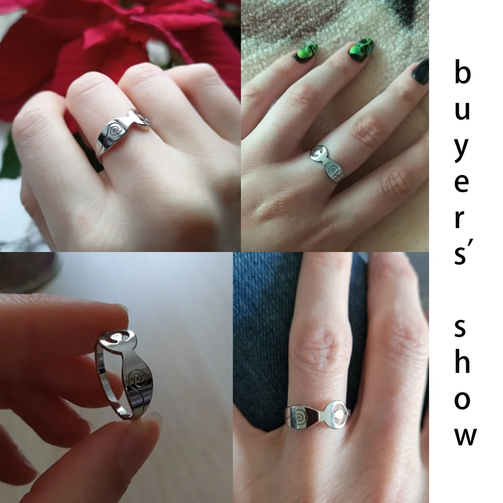Finger Ring Stainless Steel Goddess Rings for Women Men Moon Wicca Witchcraft Jewelry Magic Religious Vintage
