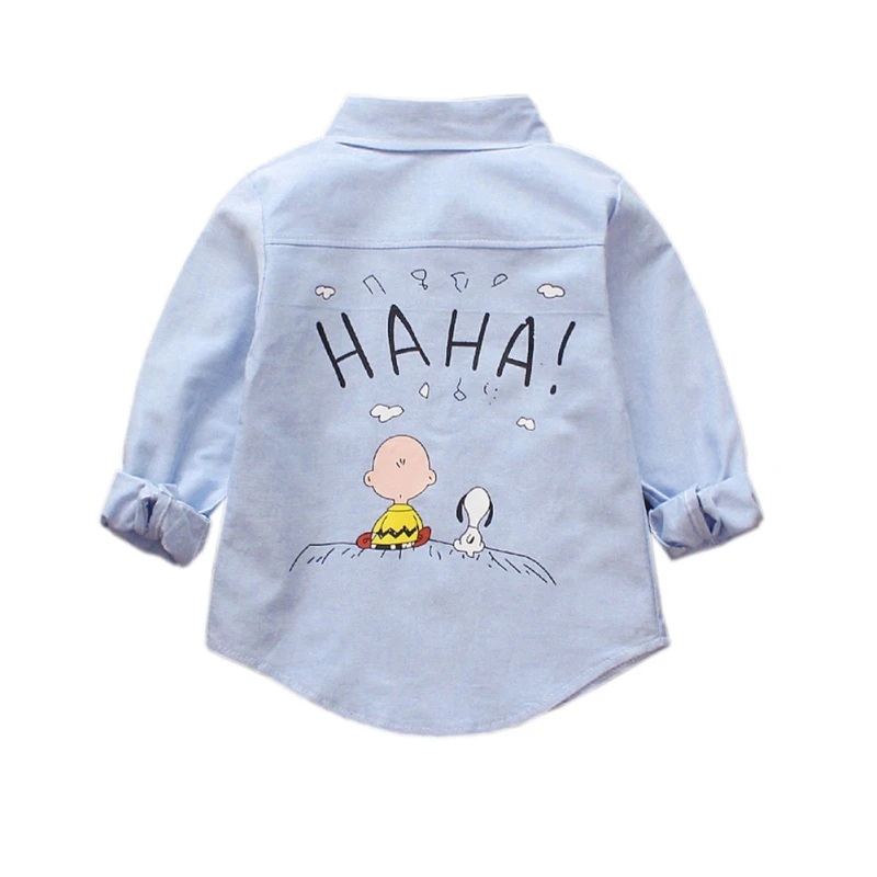 New Children Boys Shirts Long Sleeve Boys Girls Cotton Cute Spring And Autumn 0-4 Years Old Toddler boy blouse - Color: Sky blue