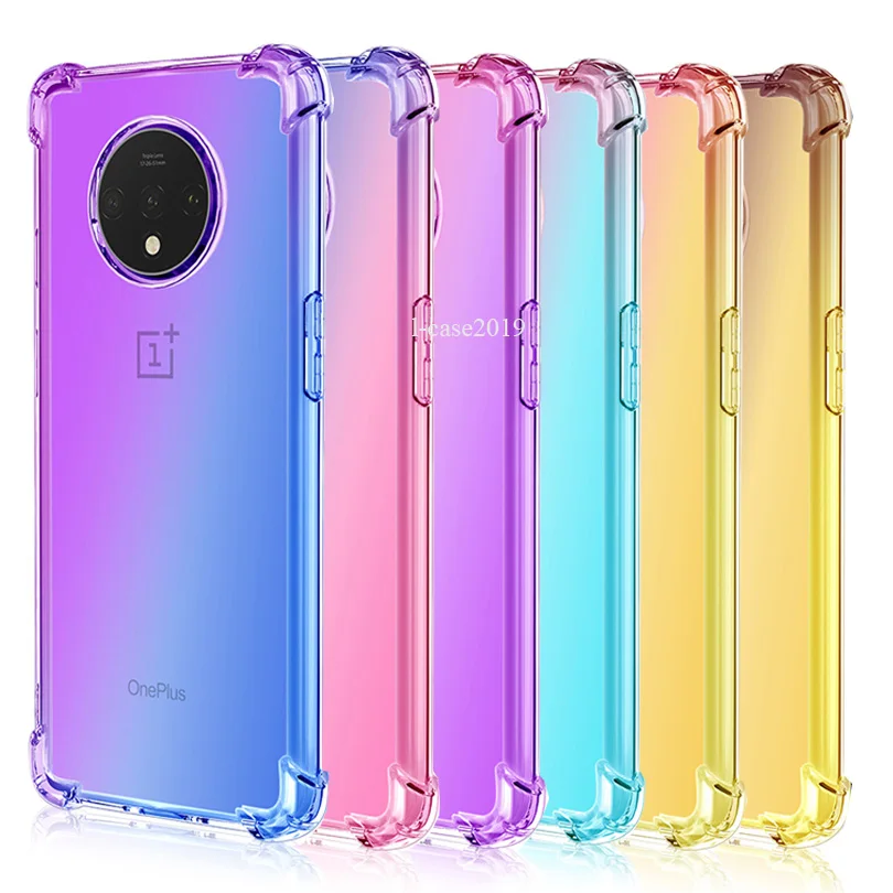 Глянцевый чехол для телефона OnePlus 7 7T Pro противоударный прозрачный градиентный