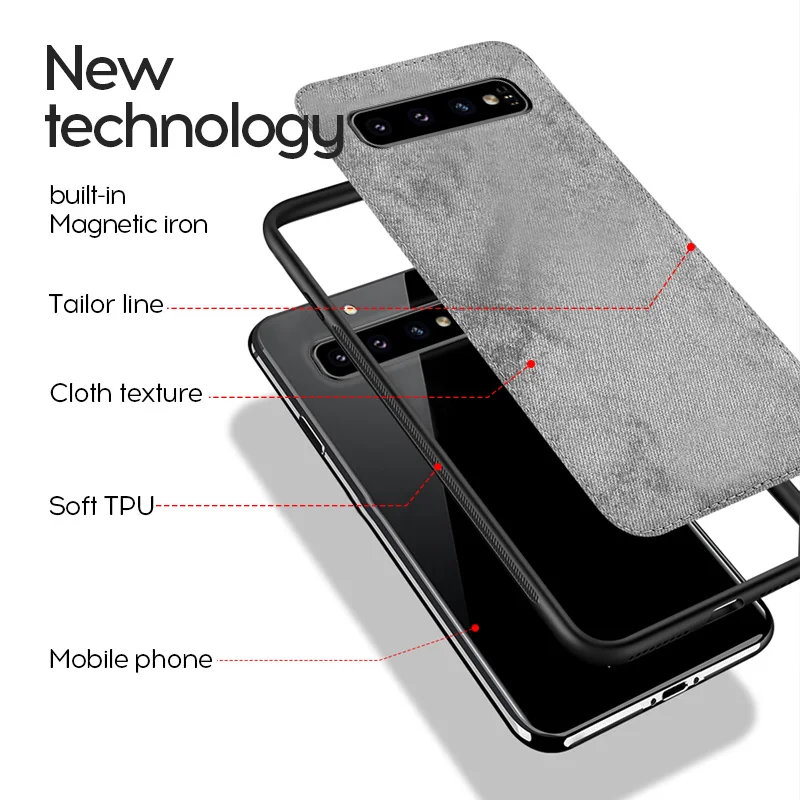 IIOZO Магнитный тканевый чехол для samsung Galaxy S8 S9 S10 Plus Note 8 Note 9 ультратонкий тканевый Мягкий силиконовый чехол s