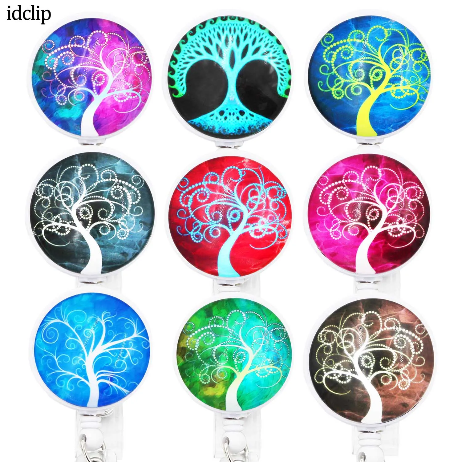 

idclip 2PCS Nurse Retractable Badge Holder Retractable Id Card Badge Holder Badge Reel Alligator Clip Marble Style