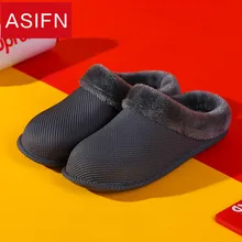 ASIFN/хлопковые тапочки для мужчин; домашние зимние водонепроницаемые Нескользящие теплые домашние Тапочки для ванной; женские тапочки; Мужская обувь для влюбленных