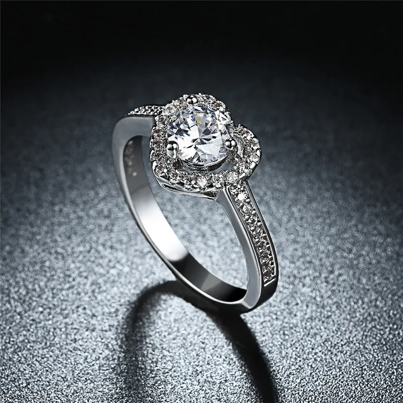 Ajojewel Size 6 Luxury Zirconia Ring Heart Wedding Rings For Women Wholesale Bijoux Bague De Mariage