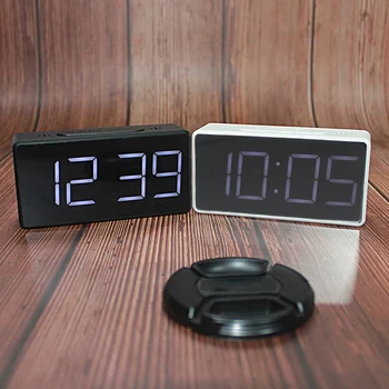 

LED Wooden Alarm Clock Watch Table Voice Control Digital Wood Despertador Electronic Desktop USB/AAA Powered Clocks Table Decor
