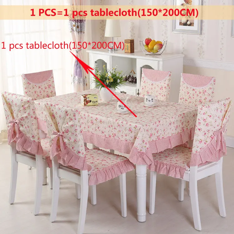 Pink 1pcs-150x200cm Print Dinning Tablecloth Cotton Cloth Fabric Table Cloth Chair Cover Chair Cushion Set Household Decoration Tea Table Cloth - Цвет: Pink 1pcs-150x200cm