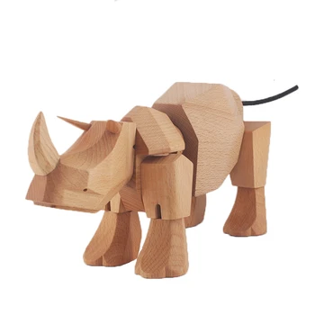 

2019 News Product European Wooden Rhino Ornaments Handicraft Transformable Toys