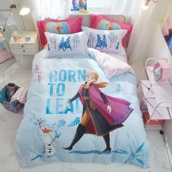 

3D Light Blue Anna Princess Comforter Sets Queen Size Quilt Duvet Covers Single Bedding Cotton Bedspread for Girls Bedroom Decor