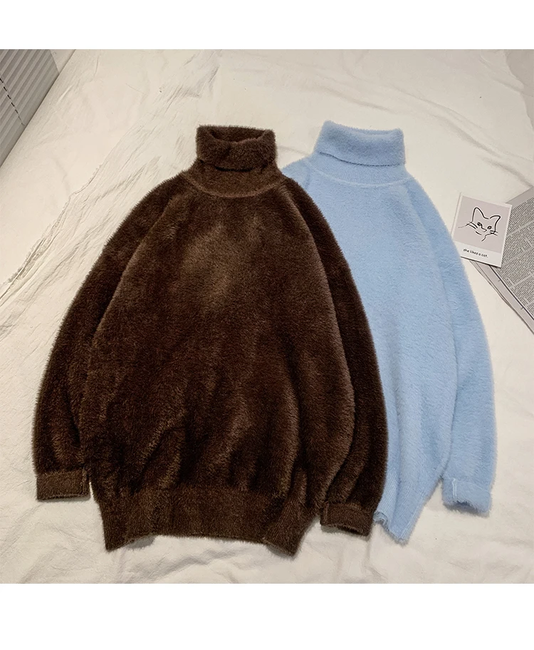 Winter Thick High Collar Sweater Men's Warm Fashion Solid Color Casual Knit Pullover Men Knitting Sweaters Male Sweter Clothes