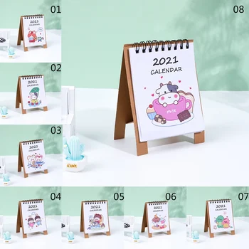 

2021 Cute Cartoon concise Desktop Calendar Mini Paper Dual Daily Schedule Table Planner Yearly Agenda Organizer Desk Decoration