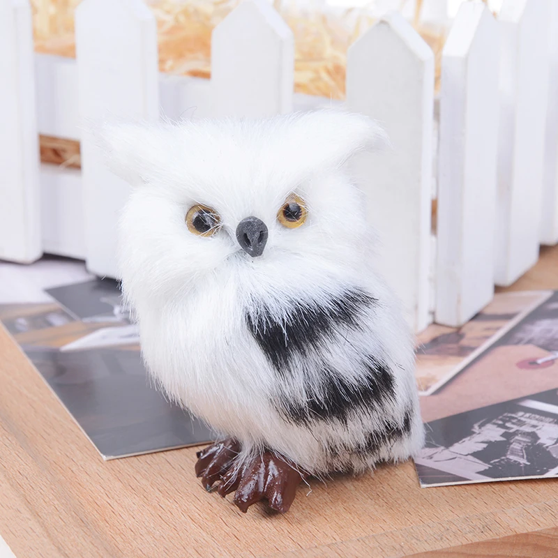 

Cute Lovely Owl White Black Furry Christmas Bird Ornament Decoration Adornment Simulation for Home Decor Gift 5*4.5*7cm