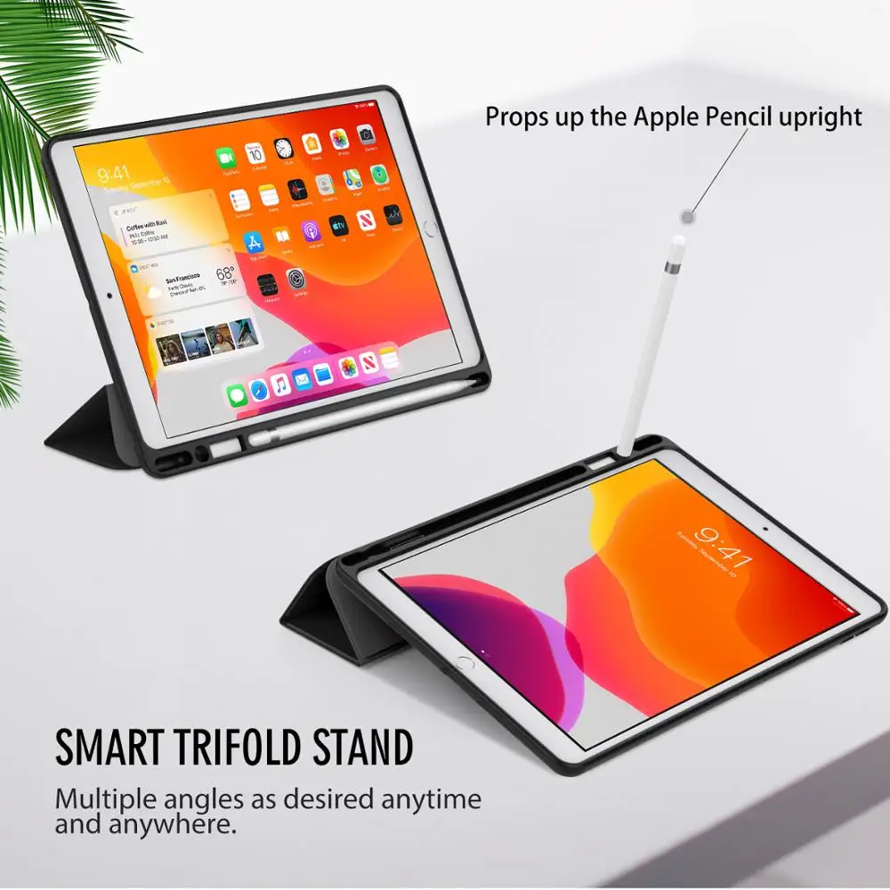Чехол MoKo для, iPad 10," с держателем для карандашей Apple, тонкий легкий умный чехол-подставка для iPad 7th Gen