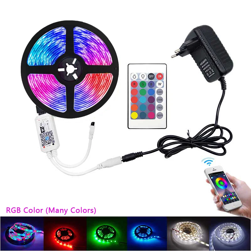 Цветная (RGB) Светодиодные ленты светильник SMD 2835 5 м Водонепроницаемый RGB DC12V лента