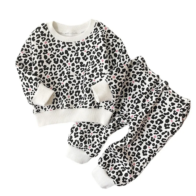 Winter New Baby Clothing Set Leopard Hoodie And Pants 2 Pcs Boys Suits