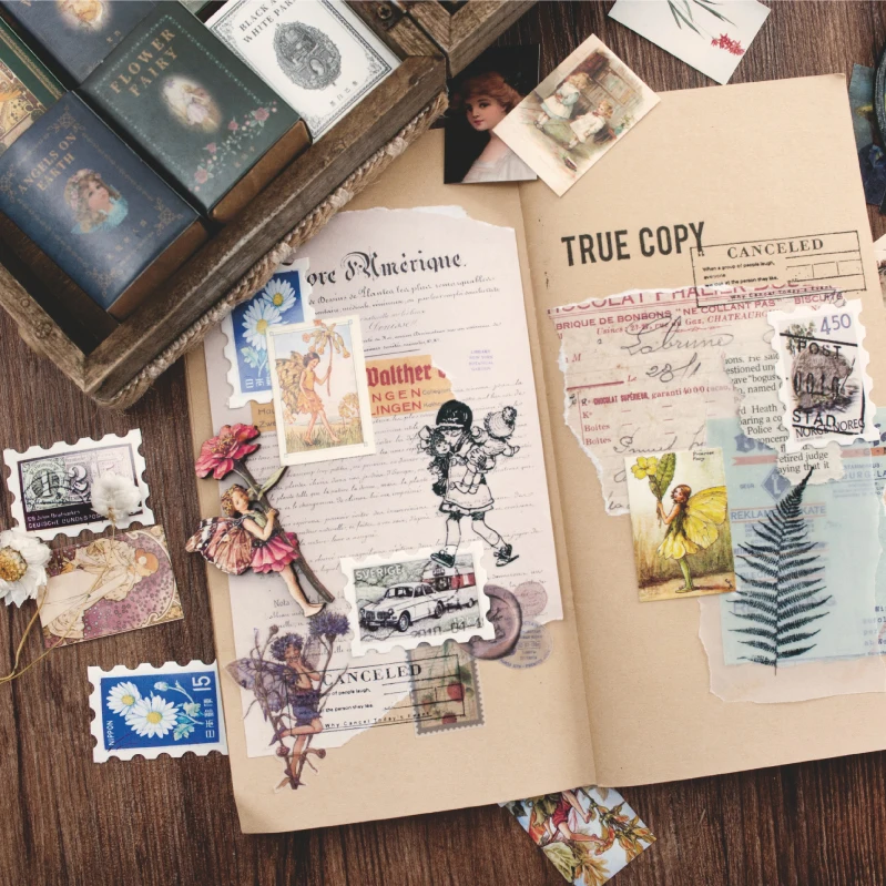 100pcs Vintage Stamp Book collection series Kraft Paper Mini Greeting Card Postcard Letter Envelope DIY Decoration LOMO Cards kraft paper envelopes mailing envelopes mini envelopes gift card envelopes 3d pop up card birthday greeting cards