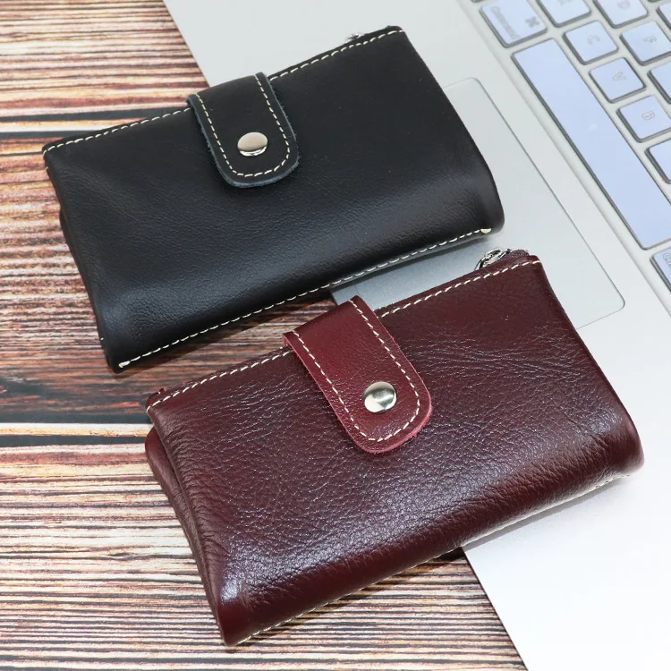 

Guangzhou Genuine Leather Large-Volume Multi-functional for Door Use Key Dark Cell Double Zipper Driving License Buckle Purse