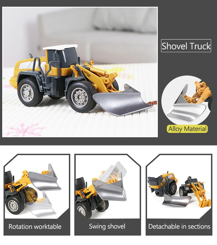 Classic Bulldozer Crane Excavator Trucks Vehicles Juguetes Carros Boy Alloy Engineering Truck Cars Toys for Kids Boys Xmas Gifts