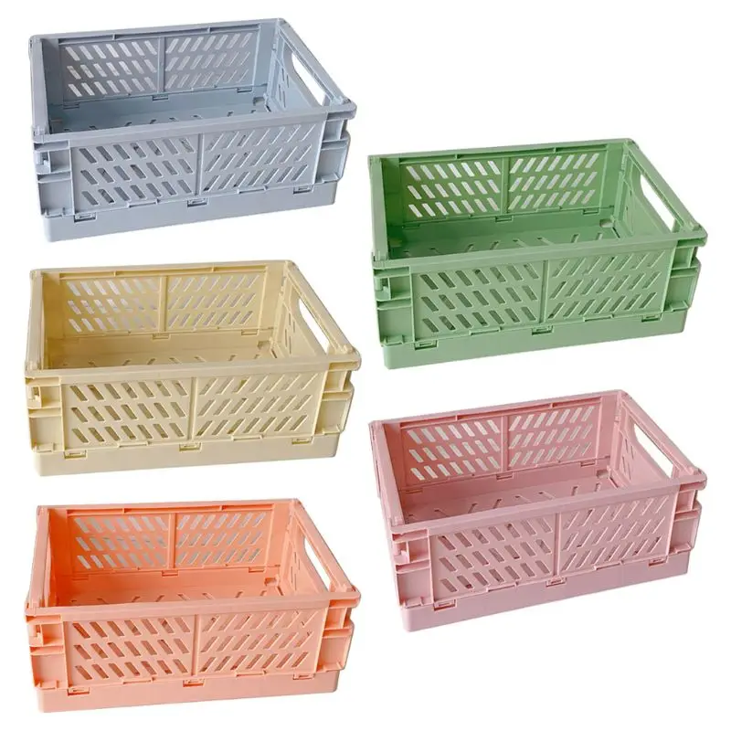 Collapsible Crate Plastic Folding Storage Box Basket Utility Cosmetic Container Desktop Holder Home Use | Дом и сад