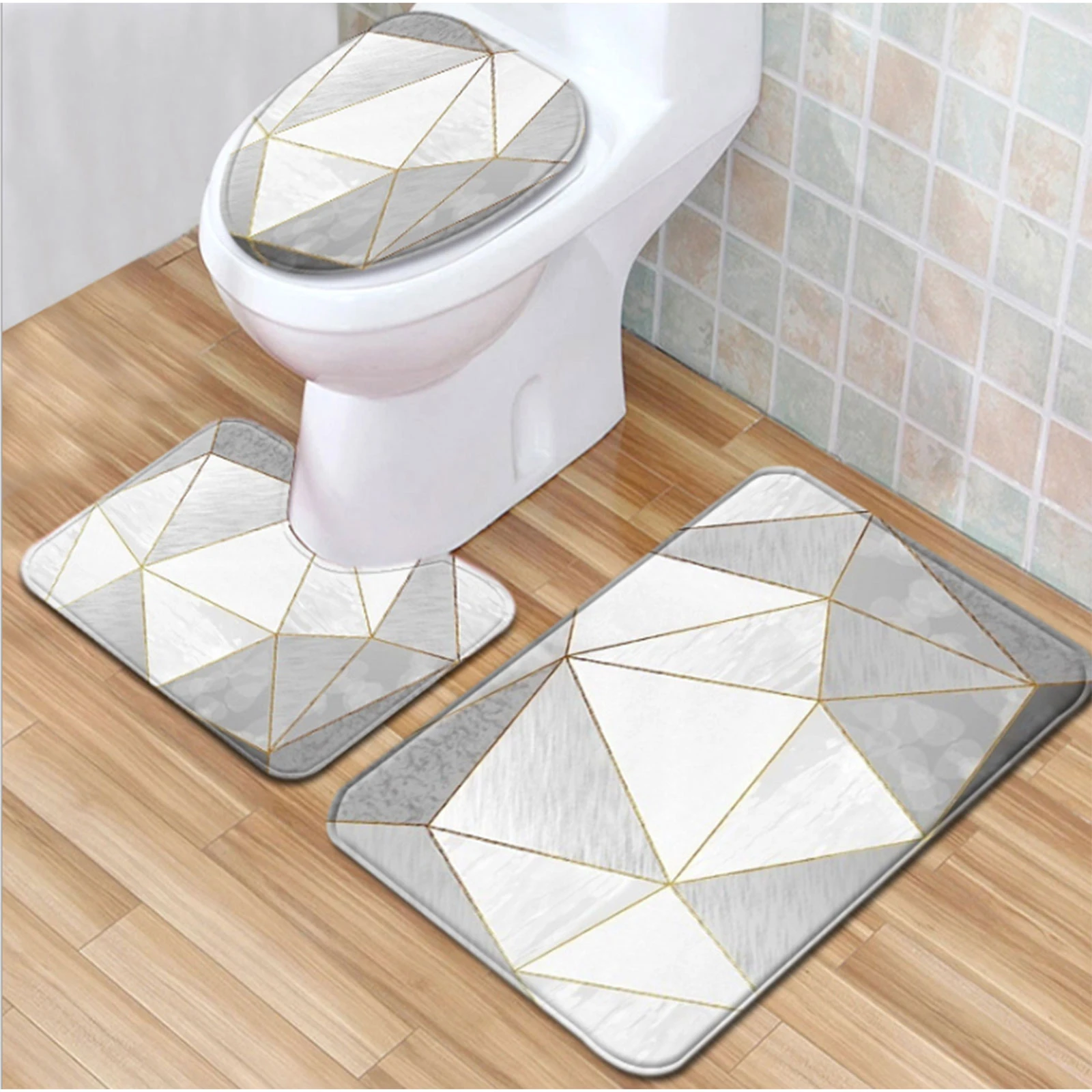 Praten tegen sofa stijl 3pcs Marmer Wc Set Antislip Vloermat Deur Pad Badkamer Tapijt Praktische  Thuis Badkamer Decoratie - Bath Mats - AliExpress