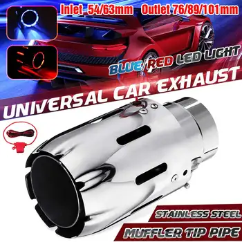 

Hot New Universal Stainless Exhaust Muffler Tip Blue Red LED Light Clamp-on 54/63mm-76/89/101mm